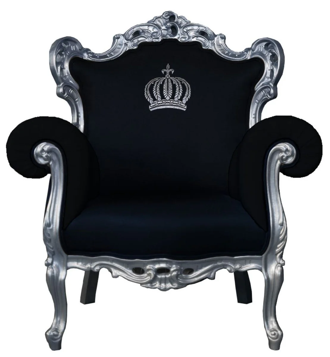 Pomp??s by Casa Padrino luxury baroque armchair black / silver - Pomp??s baroque armchair designed by Harald Gl??ckler