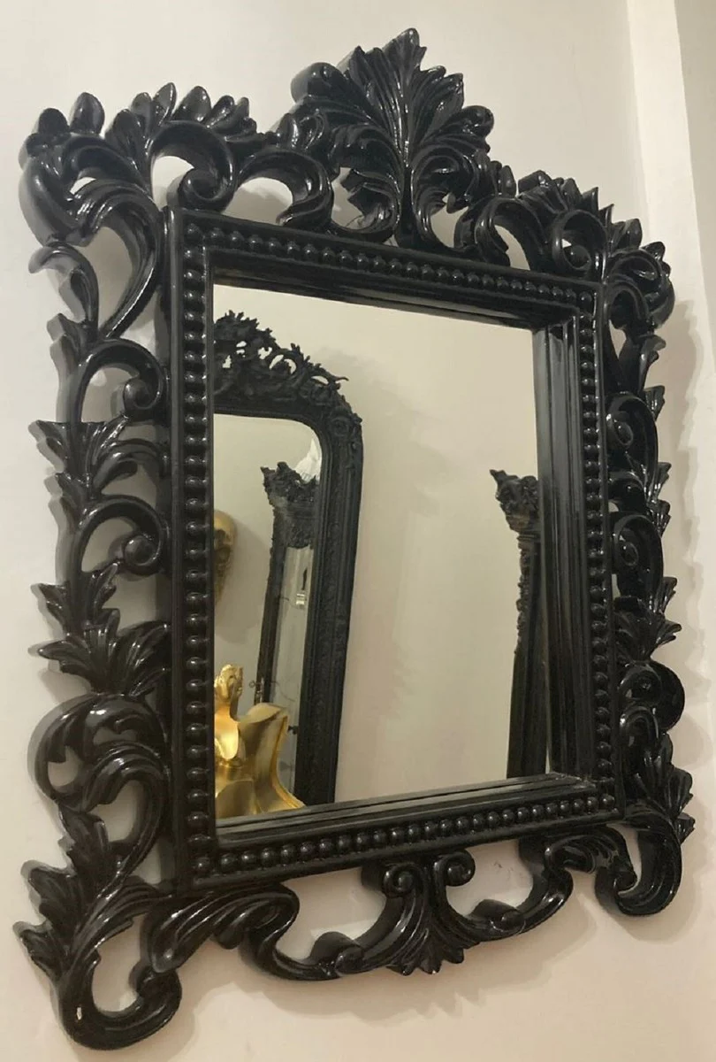 Casa Padrino espejo barroco negro - Magn¨ªfico espejo de pared con decoraciones elegantes - Espejo de guardarropa barroco - Espejo de pared de estilo barroco - Muebles barrocos - Noble y Magn¨ªfico