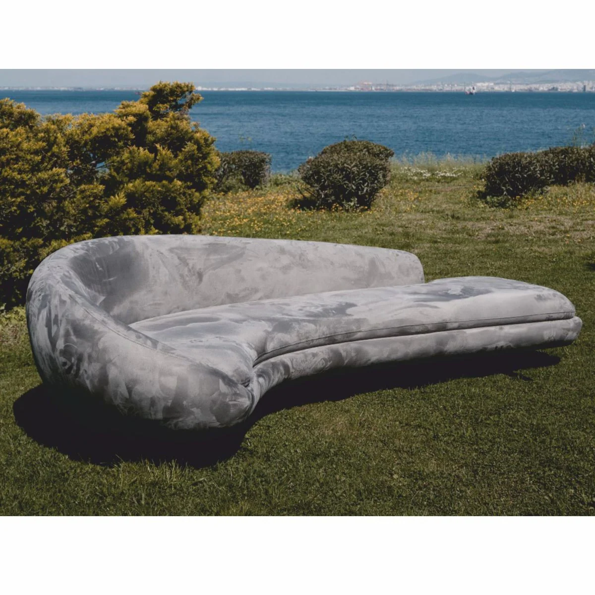 Casa Padrino sof¨¢ de lujo gris / negro 300 cm - Sof¨¢ curvo para sal¨®n y hotel