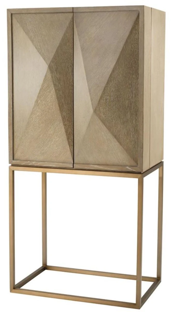 Casa Padrino luxury wine cabinet with 2 doors brown / brass 81.5 x 50.5 x H. 168 cm - Luxury Quality