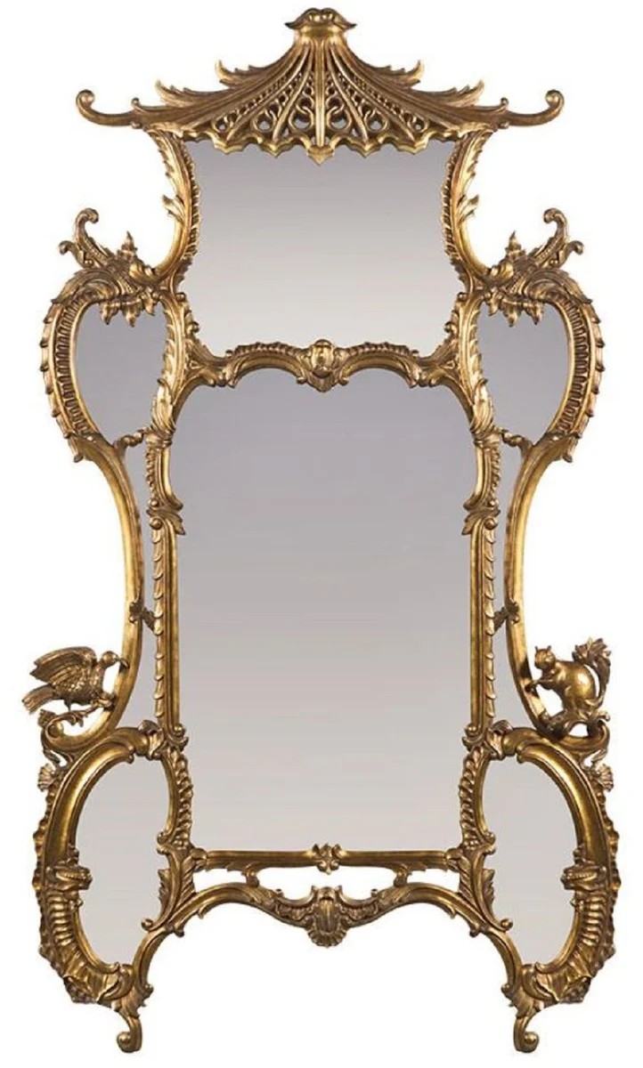 Casa Padrino espejo barroco de lujo oro antiguo 128 x 8 x A. 223 cm - Magn¨ªfico espejo de pared tallado a mano de estilo barroco - Espejo de armario de estilo antiguo - Espejo de sal¨®n - Muebles Barrocos