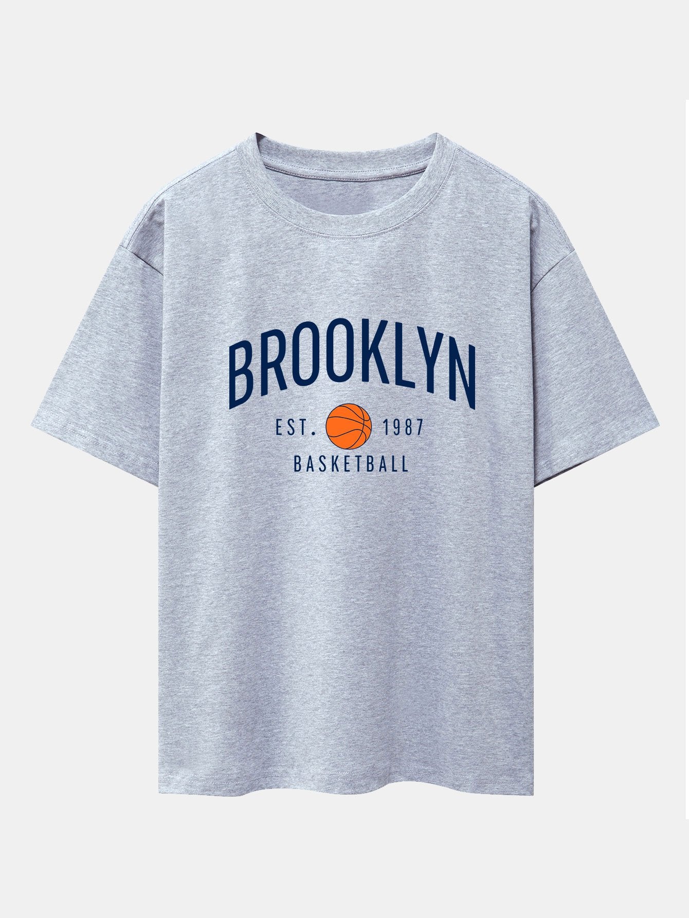 Brooklyn Basketball Print Drop Shoulder Oversize T-Shirt