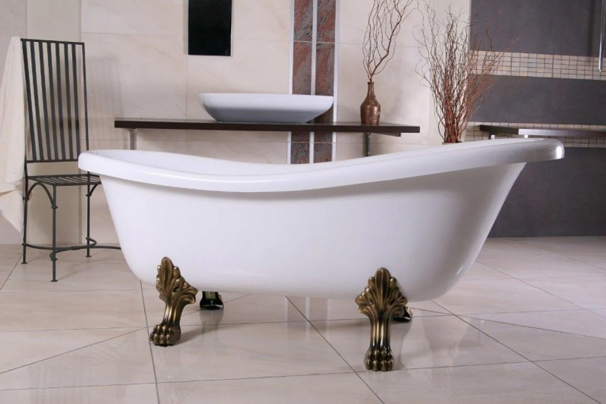 Independiente de baño de lujo Nouveau Roma Blanco / Oro Viejo 1560mm - baño barroco - bañera antigua retro