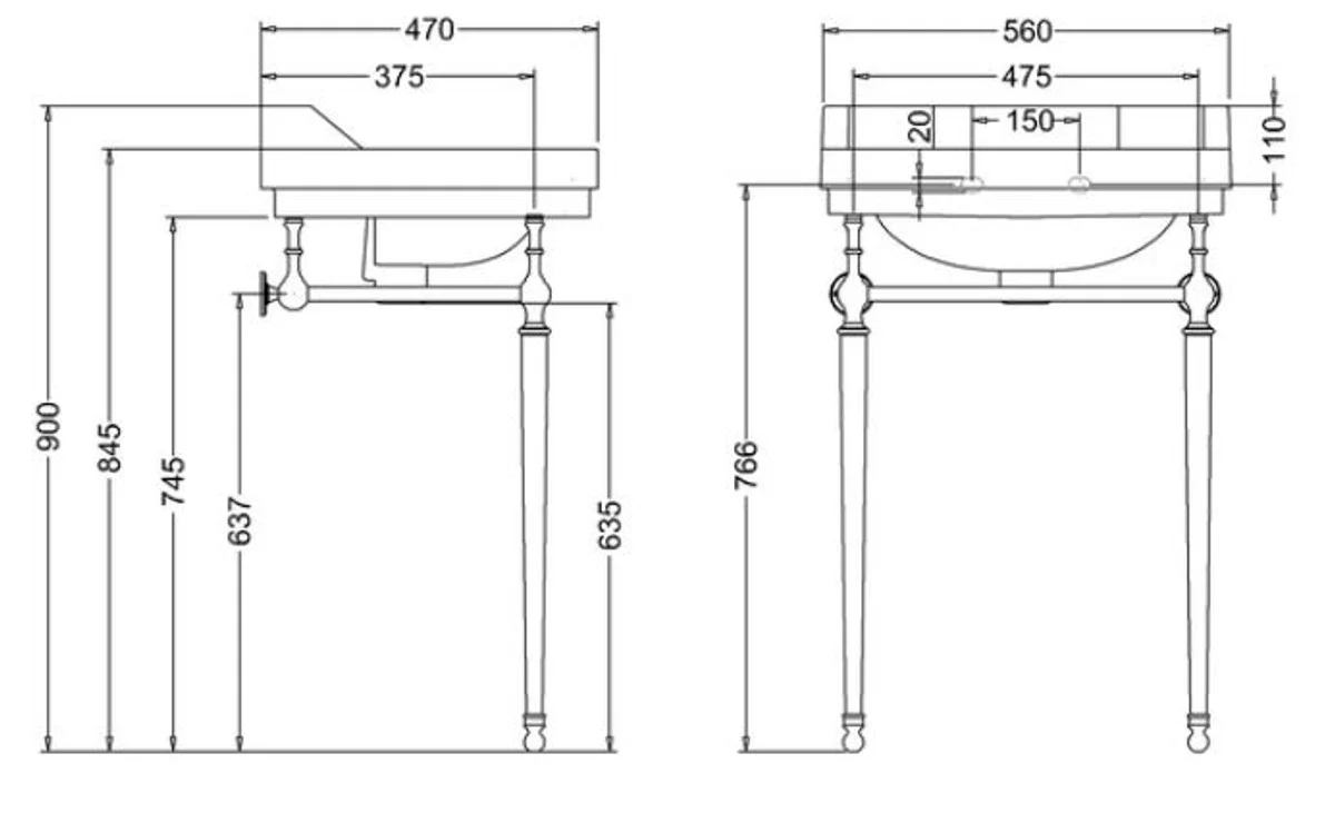 Casa Padrino Mueble de Baño Art Nouveau de Lujo Negro / Plata 56 x 47 x A. 90 cm - Lavabo de Porcelana con 3 Orificios y Base - Muebles de Baño