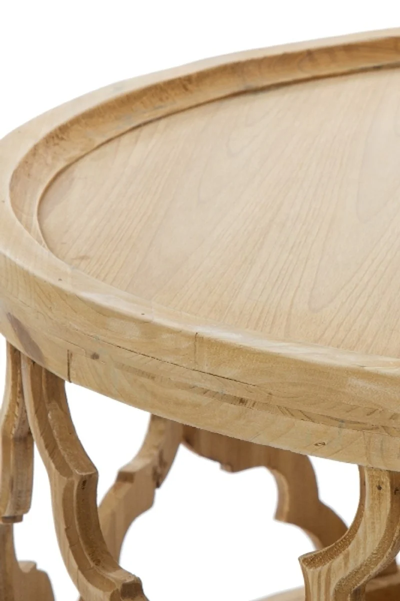 Casa Padrino mesa de centro de diseño colores naturales Ø 80 x H. 37 cm - Mesa de Centro Moderna de Madera Redonda