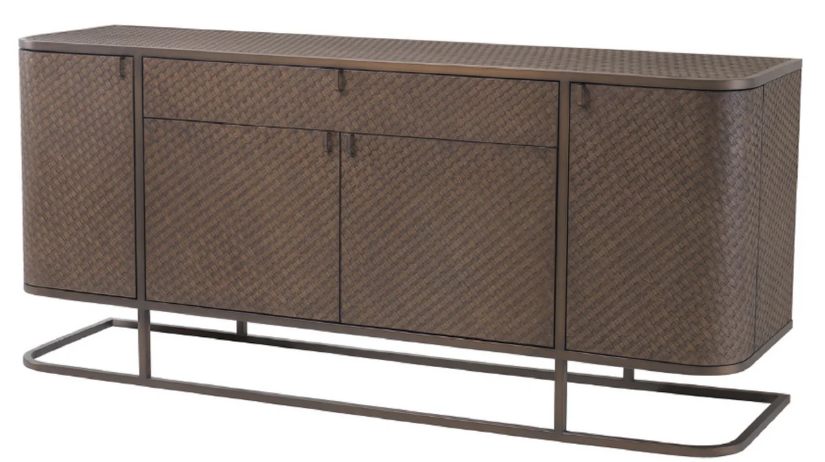 Casa Padrino c¨®moda de lujo con 4 puertas y caj¨®n marr¨®n / bronce 170 x 46 x H. 75 cm - Calidad de Lujo