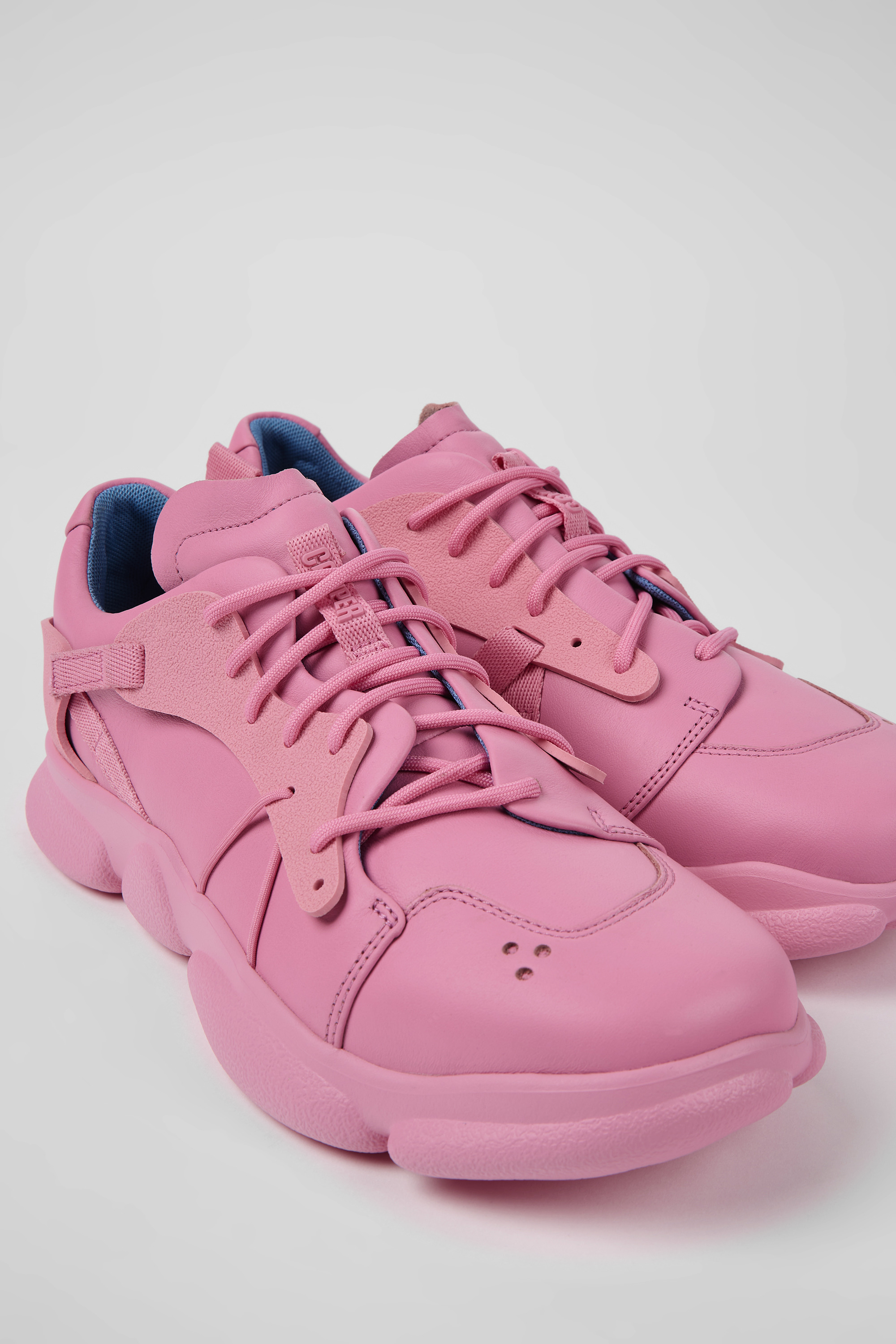 Karst - Pink leather and textile sneakers for men