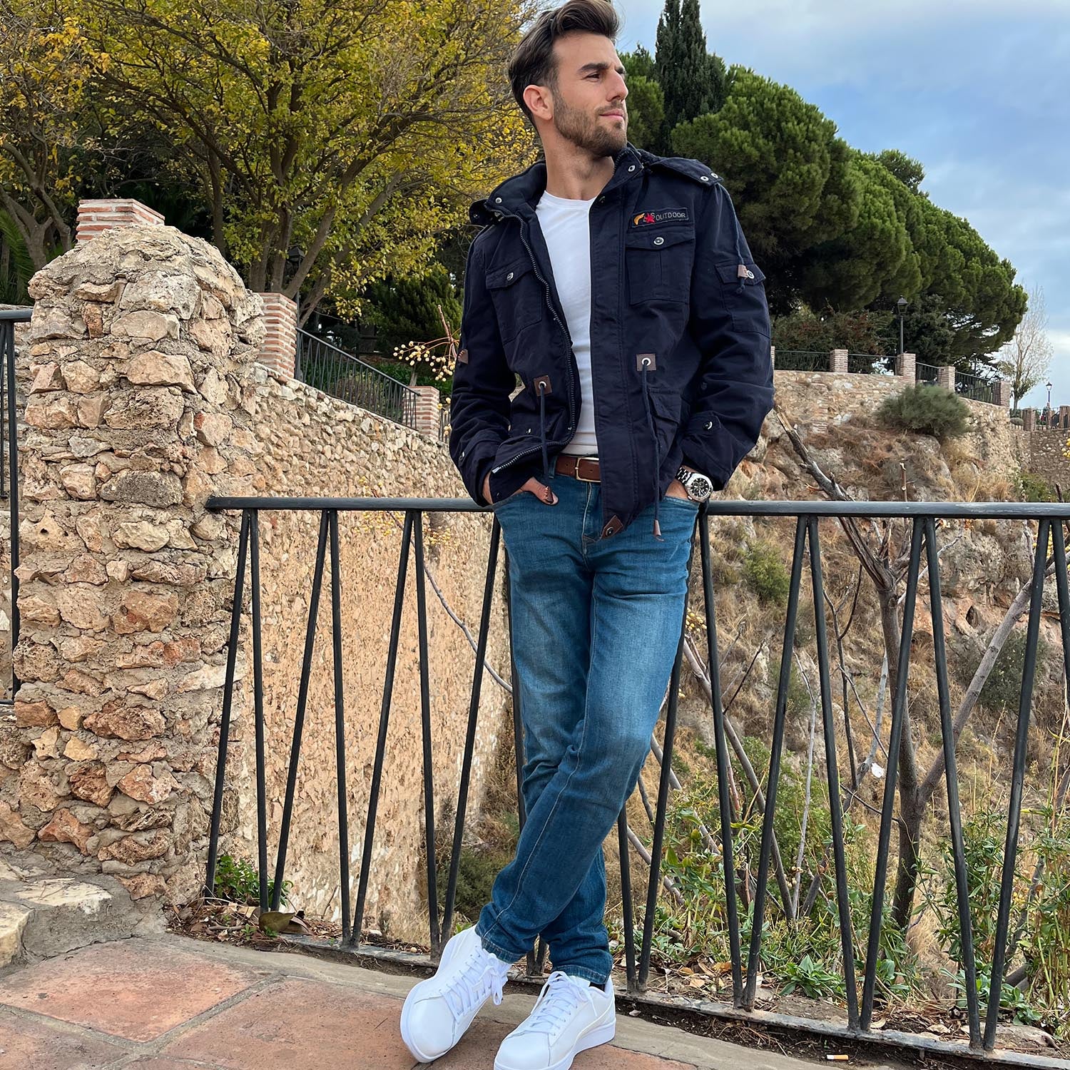 Men's Jacket Winter Cotton Military Trucker Cargo Jacket Fleece Lined Coats With Removable Hood