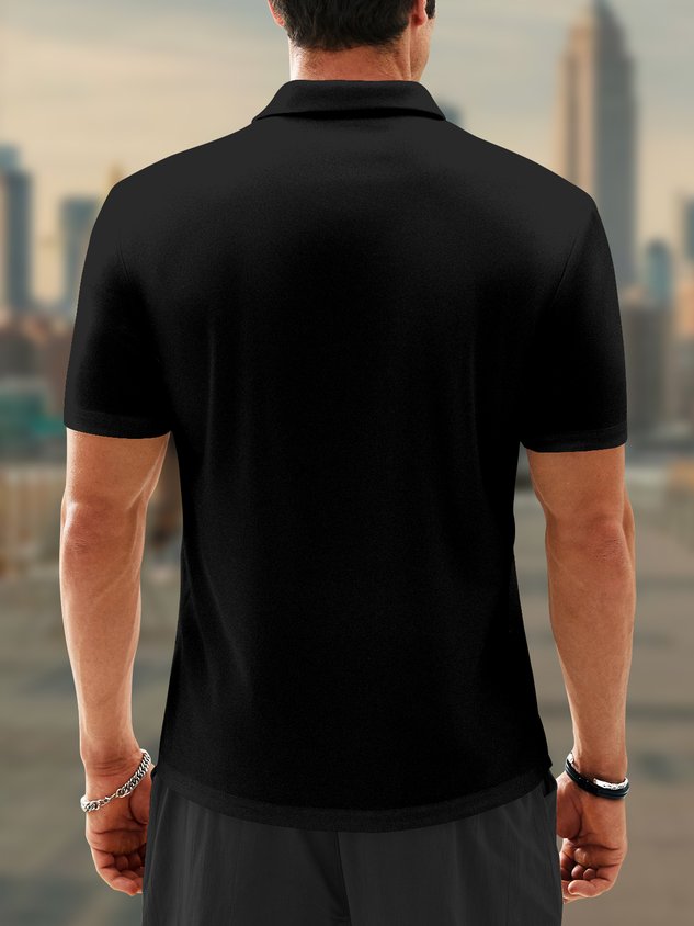 3D Gradient Abstract Geometric Button Short Sleeve Polo Shirt