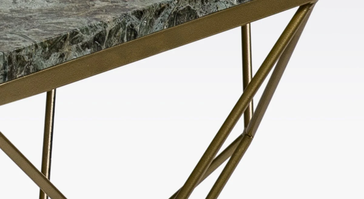 Casa Padrino mesa de centro de lujo oro / verde 92 x 92 x A. 40 cm - Mesa de sal¨®n octogonal con encimera de m¨¢rmol y estructura de metal - Muebles de sala modernos