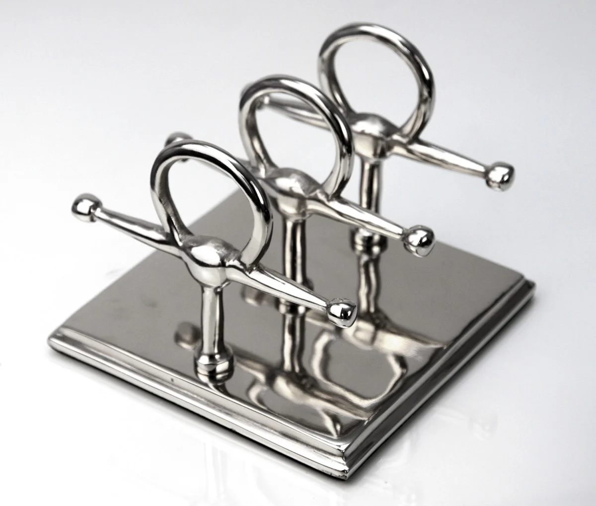 Casa Padrino Soporte para cartas de lujo, latón niquelado 17,5 x 17,5 cm x H 13 cm Horsebit - Tarjetas de presentación con soporte para cartas - Elegantes accesorios de oficina