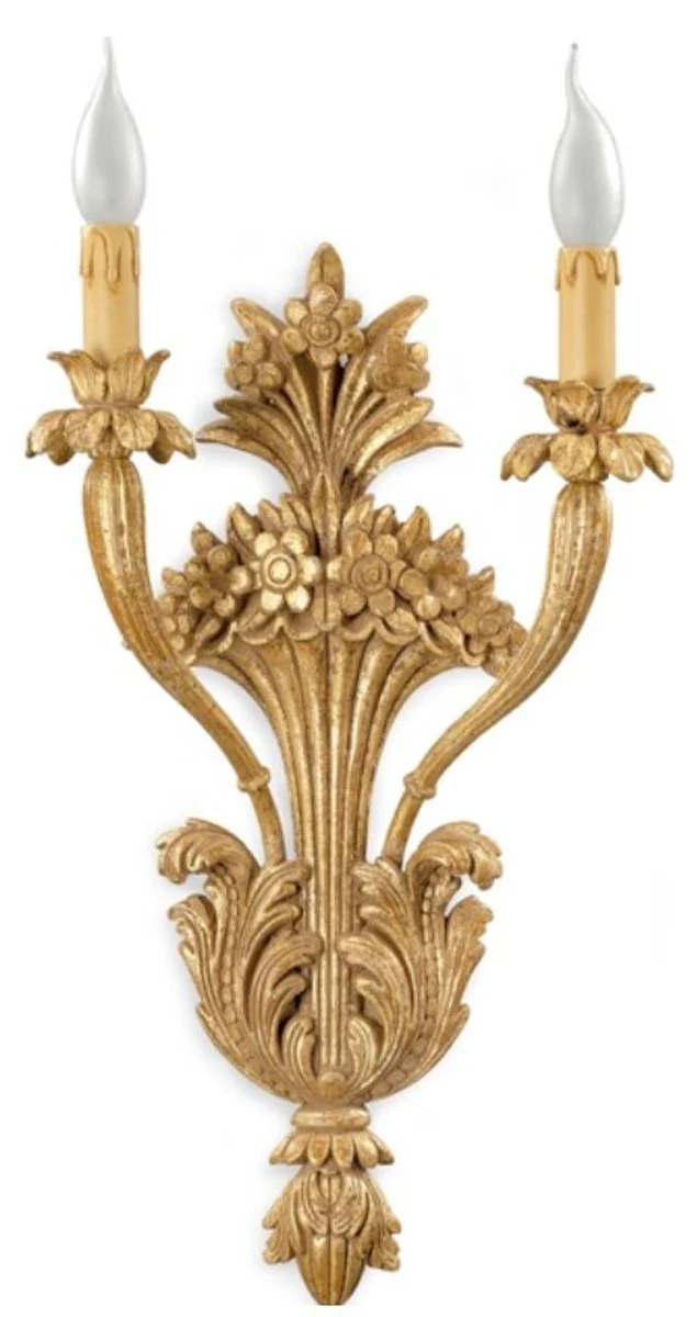 Casa Padrino lámpara de pared doble barroco de lujo oro antiguo 29 x 14 x A. 56 cm - Magnífica lámpara de pared estilo barroco - Noble y Magnífica - Calidad de Lujo - Hecho en Italia
