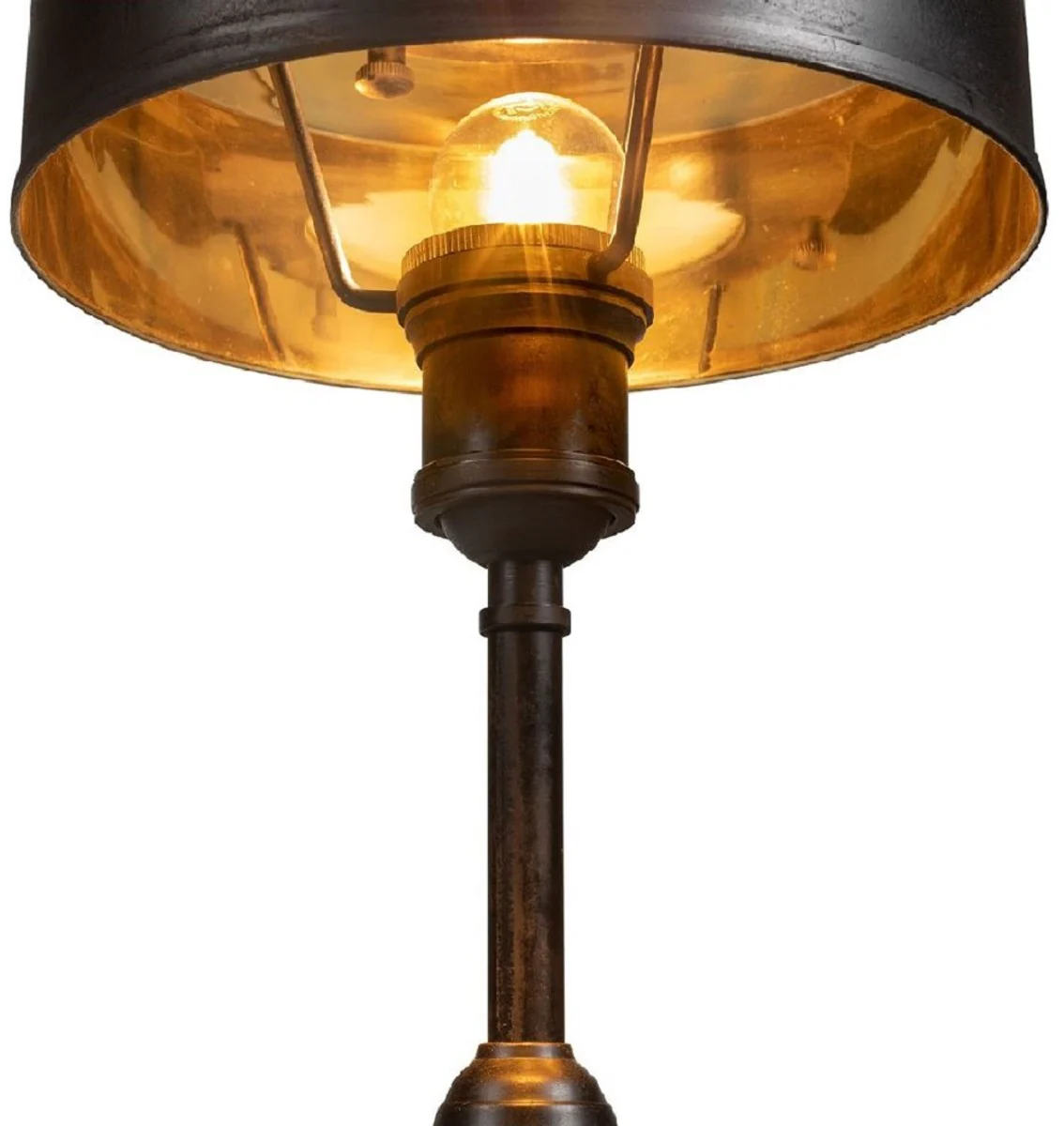 Casa Padrino lámpara de mesa Art Deco de lujo negro antiguo Ø 22 x A. 32 cm - Lámpara de escritorio redonda de latón - Luces de lujo - Interior de lujo