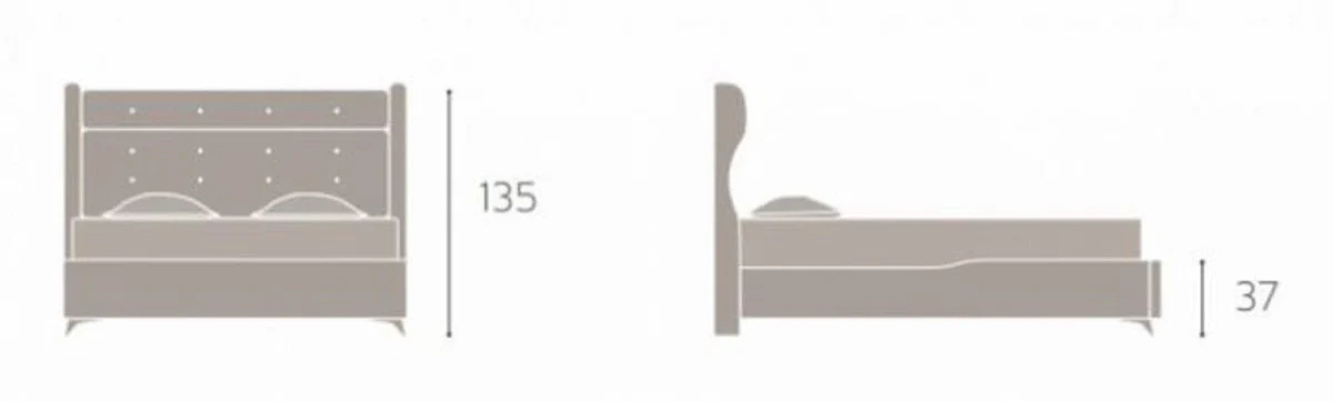 Casa Padrino cama doble de lujo gris / oro - Cama moderna de madera maciza - Muebles de Dormitorio y de Hotel Moderno - Colección de Lujo