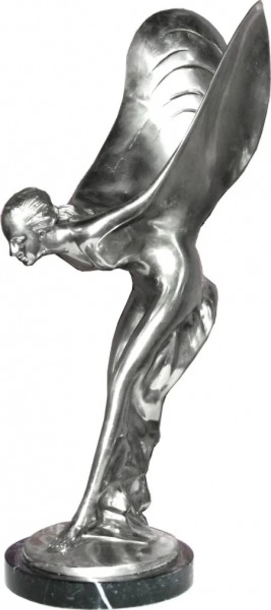 Seemingly bronze statue sculpture on marble base plated Lady with Wings from the luxury collection of Casa Padrino