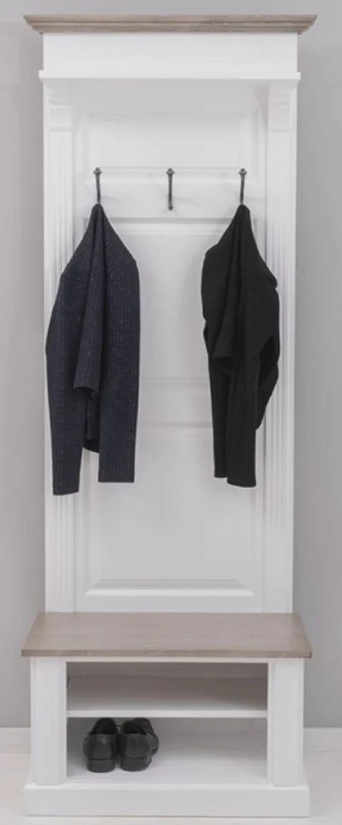 Casa Padrino armario de madera maciza estilo campestre blanco / gris marrón 79 x 41 x A. 210 cm - Armario de pared - Armario de recibidor - Muebles de recibidor - Muebles de estilo campestre
