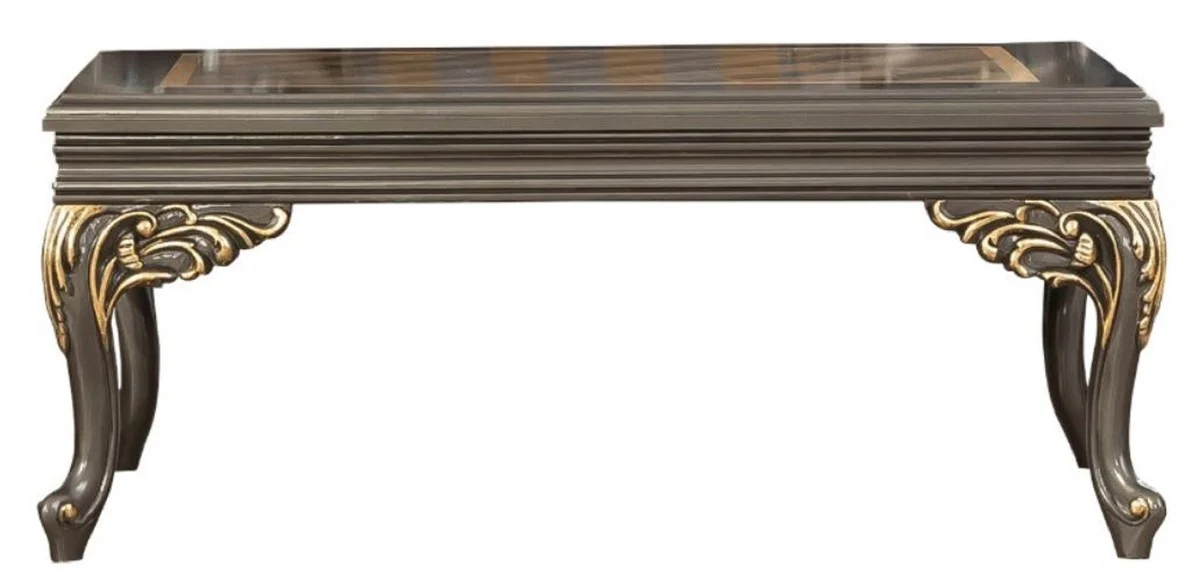 Casa Padrino mesa de centro barroco de lujo gris / oro 110 x 84 x A. 48 cm - Magn¨ªfica mesa de sal¨®n hecha a mano en estilo barroco - Muebles Barrocos