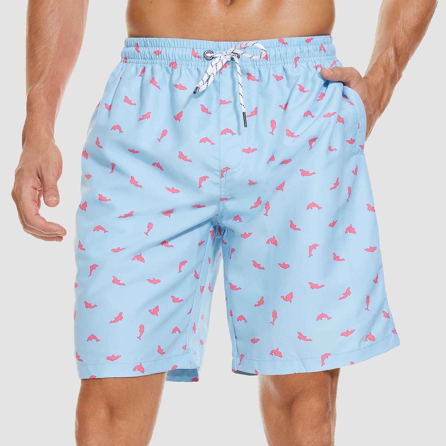 Men's Beach Shorts Swimming Trunks Mesh Lining Shorts with 2 Pockets Quick Dry