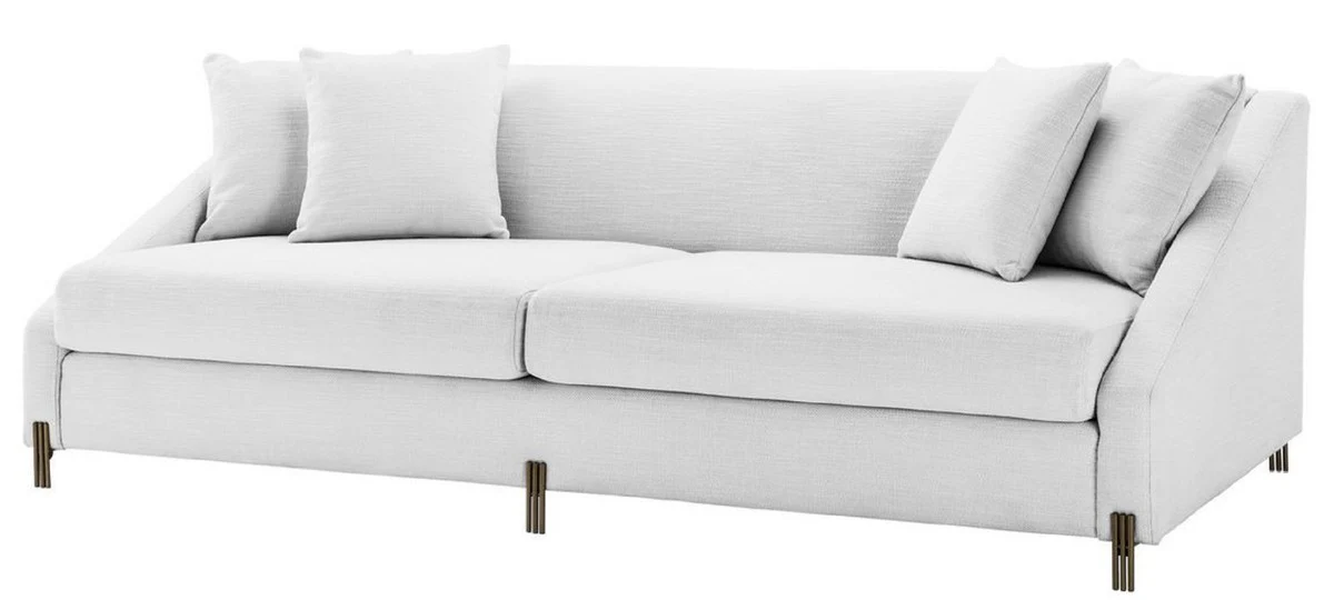 Casa Padrino Sof¨¢ de Lujo Blanco / Lat¨®n 223 x 94 x H. 73 cm - Sof¨¢ de Sal¨®n con 4 Almohadas - Muebles de Lujo