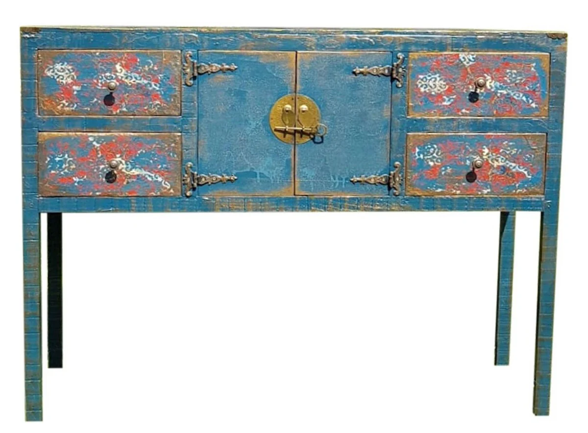 Casa Padrino c¨®moda de estilo campestre de lujo con 2 puertas y 4 cajones azul antiguo - Gabinete Hecho a Mano de Estilo Campestre