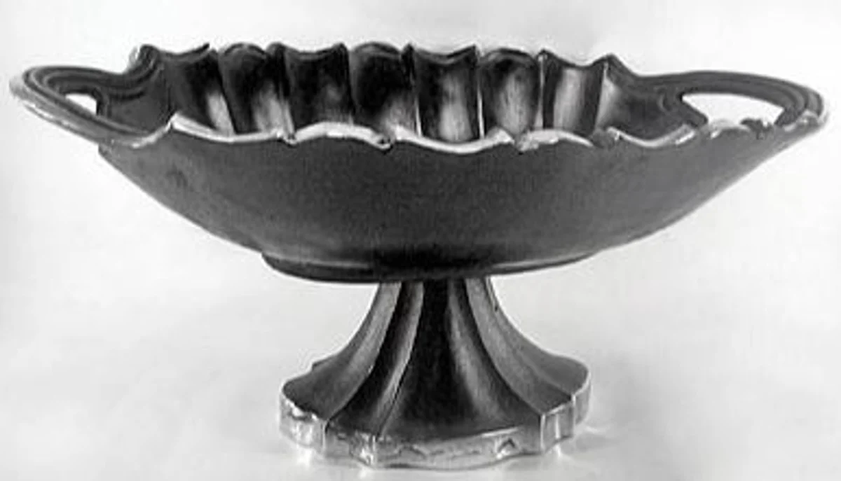 Tazón Barroco Casa Padrino Aluminio Negro / Plateado 49 x H. 23 cm - Estilo antiguo