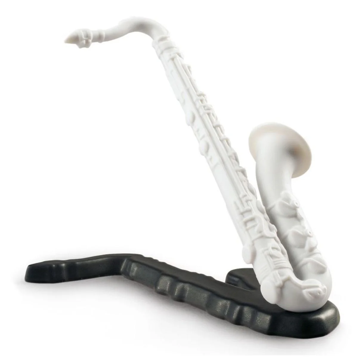 Casa Padrino Luxury Porcelain Saxophone White / Black 13 x H. 7 cm - Living Room Decorative Sculpture