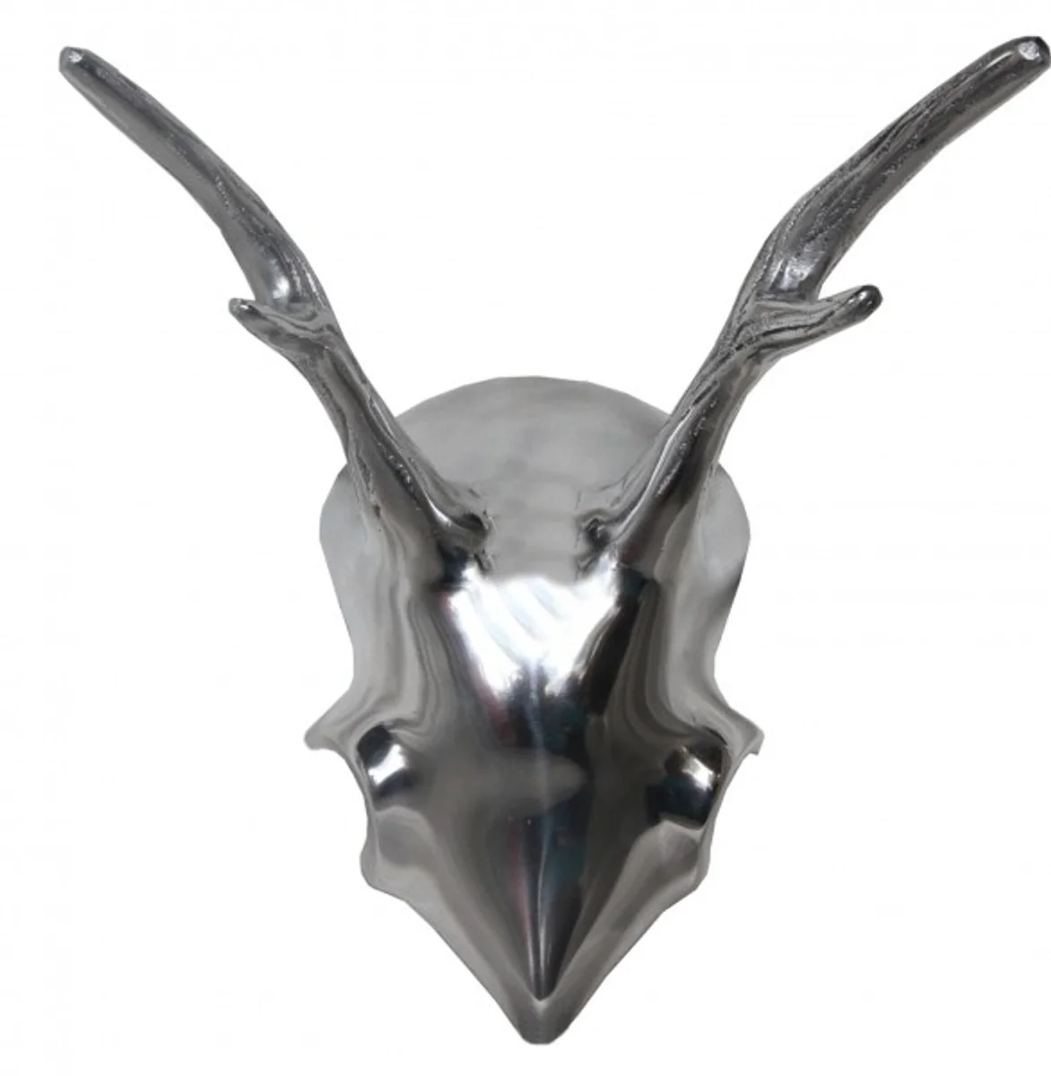 Casa Padrino designer decoration deer antlers in polished aluminum silver H 24 cm, W 22 cm - wall figure - antlers - antlers wall