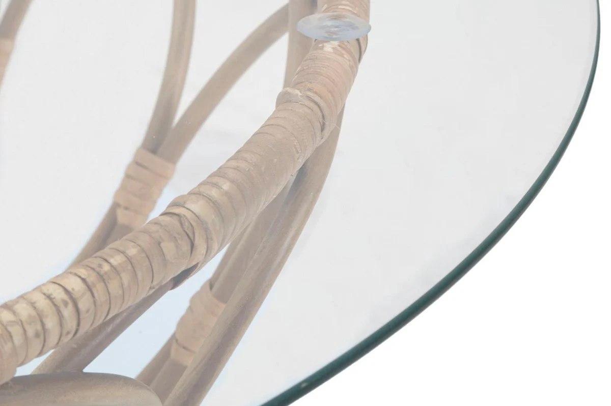 Casa Padrino mesa de centro de lujo con tapa de vidrio natural ? 75 cm - Muebles de sal¨®n