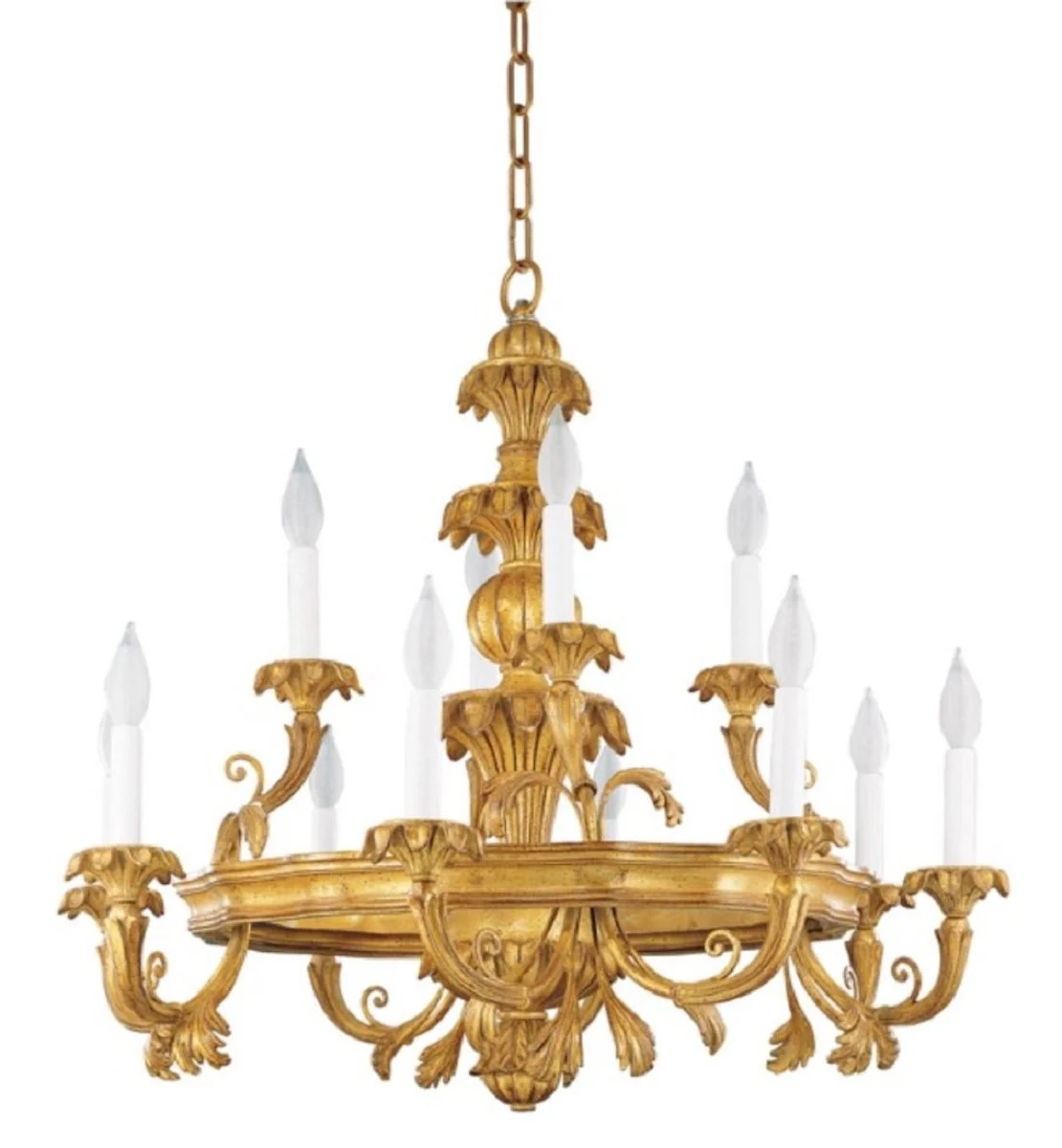 Casa Padrino araña de luces barroco de lujo oro antiguo Ø 79 x A. 74 cm - Magnífica araña de salón de estilo barroco - Calidad de lujo - Hecho en Italia