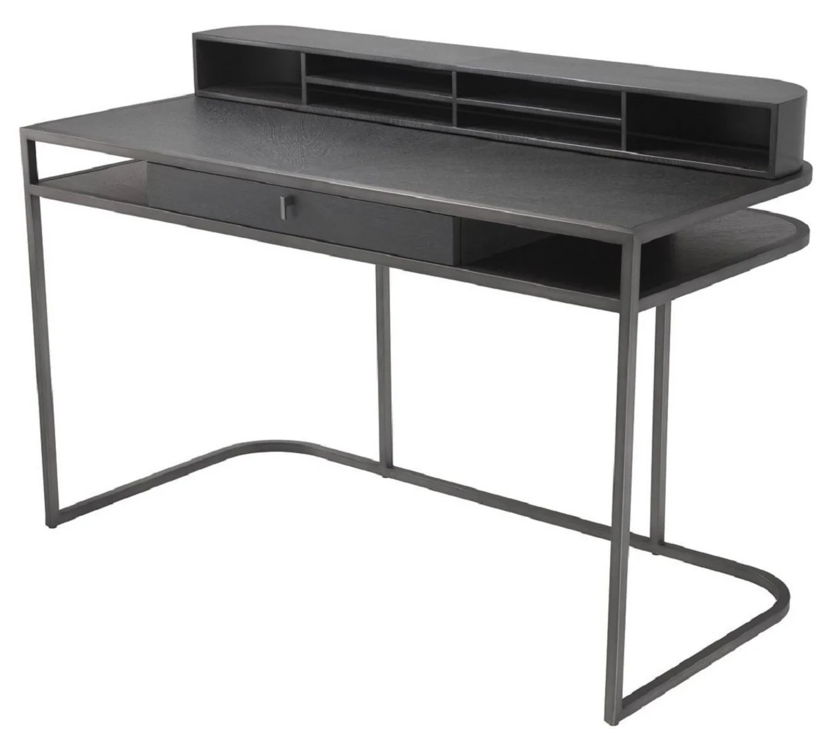 Casa Padrino escritorio de lujo con caj¨®n y estante extra¨ªble gris oscuro 130 x 60 x H. 75 cm - Muebles de Oficina