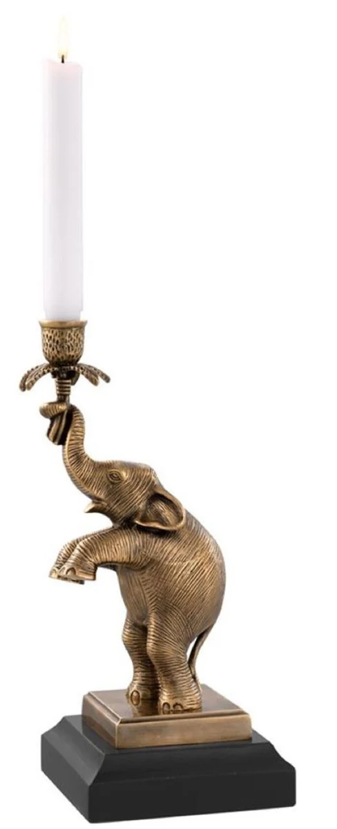 Casa Padrino candelabro de lujo elefante latón vintage / negro 17 x 14 x H. 32 cm - Calidad de Lujo