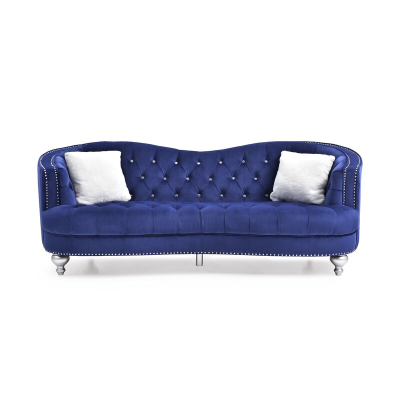 Karli 90�� Velvet Recessed Arm Curved Sofa
