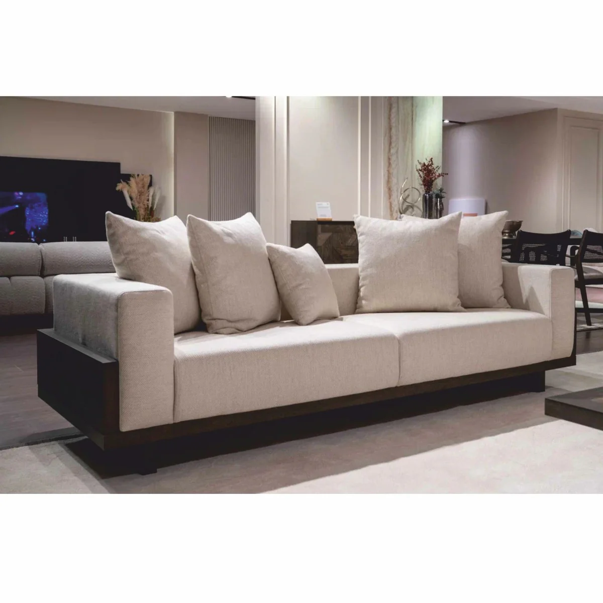 Casa Padrino sof¨¢ de lujo crema / marr¨®n oscuro 240 cm - Muebles de sal¨®n y hotel