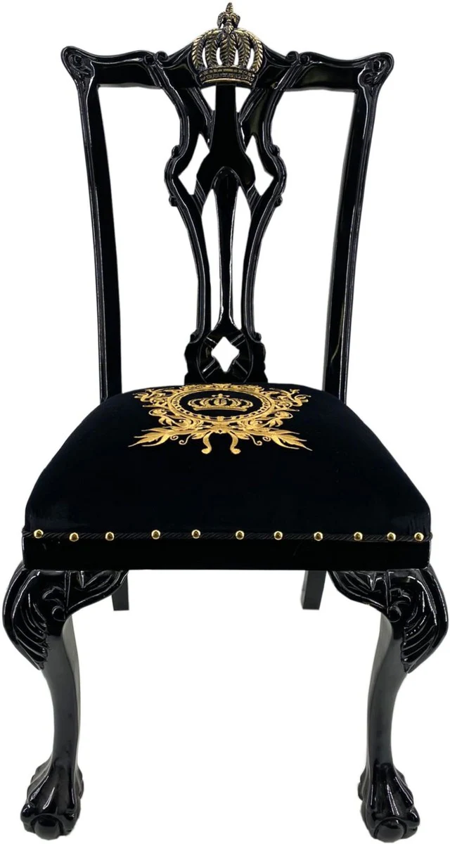 Pomp??s by Casa Padrino silla de comedor barroco de lujo negro / oro - Silla barroco pomposa dise?ada por Harald Gl??ckler - Muebles de comedor barrocos