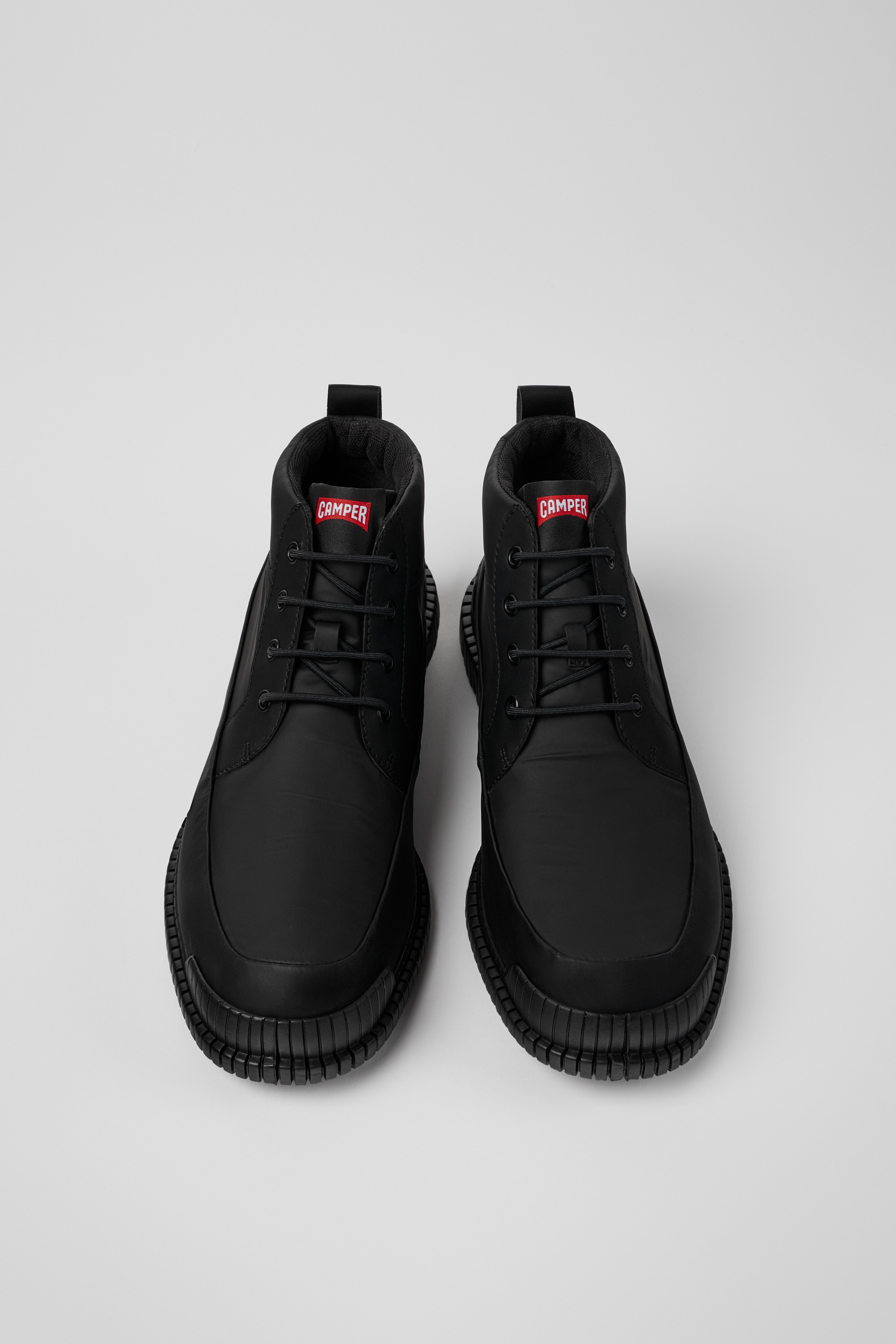 Pix - Black recycled leather lace-up boots for men