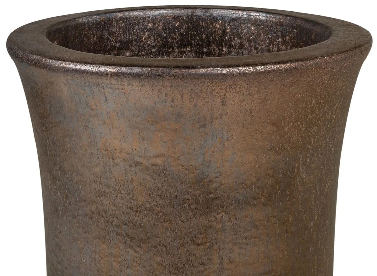 Casa Padrino Maceta Art Nouveau Bronce Ø 43 x A. 87 cm - Maceta Redondo Hecho a Mano de Terracota - Accesorios de Decoración de Jardín y Terraza