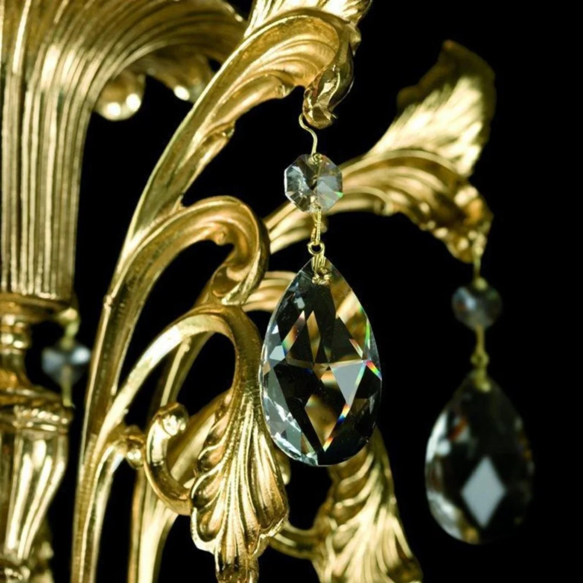 Casa Padrino araña de luces de cristal barroco de lujo oro Ø 120 x A. 135 cm - Magnífica lámpara de araña de latón con cristal de Bohemia - Noble & Magnificent