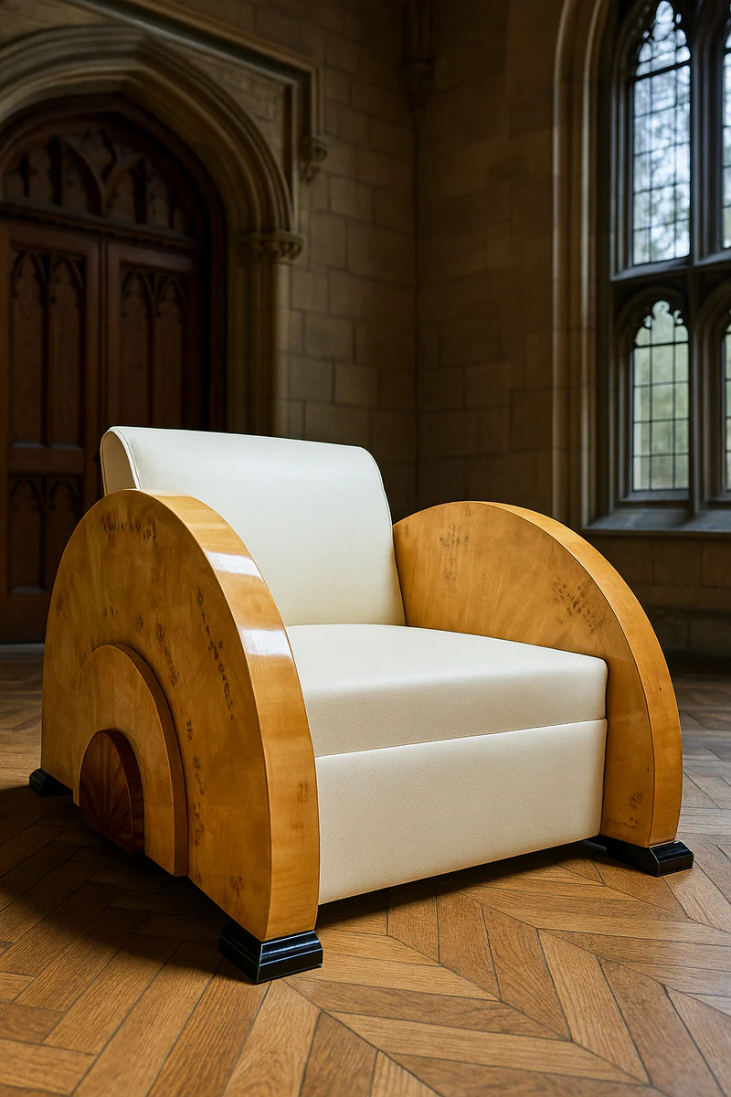 Casa Padrino sill¨®n Art Deco blanco / natural / marr¨®n / negro 75 x 110 x A. 80 cm - Sill¨®n de sal¨®n - Muebles Art Deco - Muebles de lujo