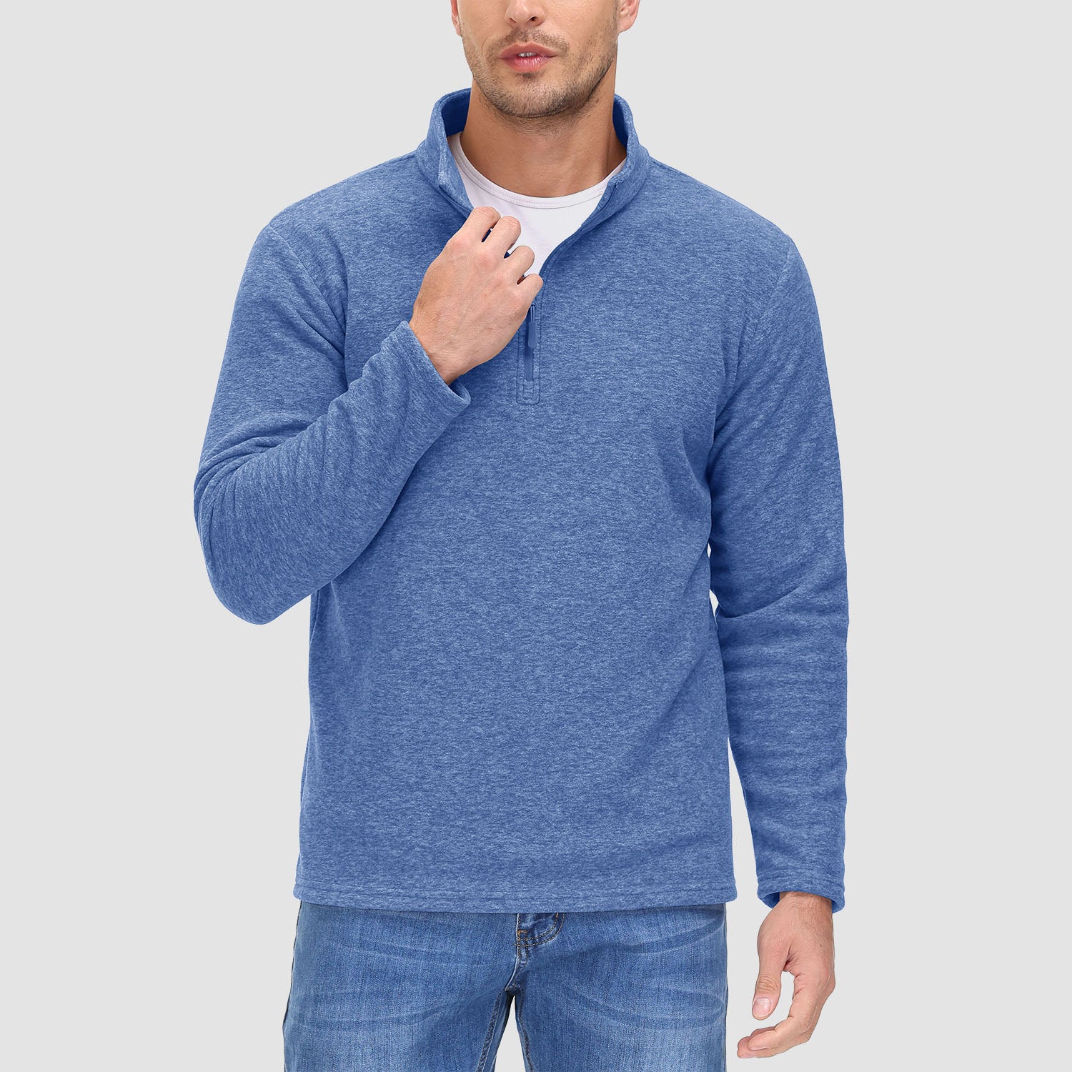 Men's Shirt 1/4 Zip Fleece Pullover Sweater Long Sleeve Sweatshirts Athletic Shirt