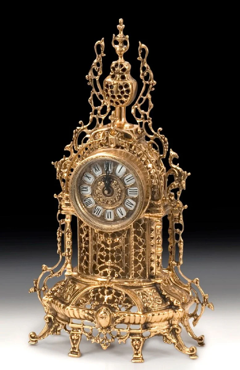 Casa Padrino reloj de mesa barroco de lujo oro 29 x A. 48 cm - Reloj de bronce hecho a mano estilo barroco - Reloj de escritorio barroco - Decoracion escritorio barroco - Accesorios barrocos