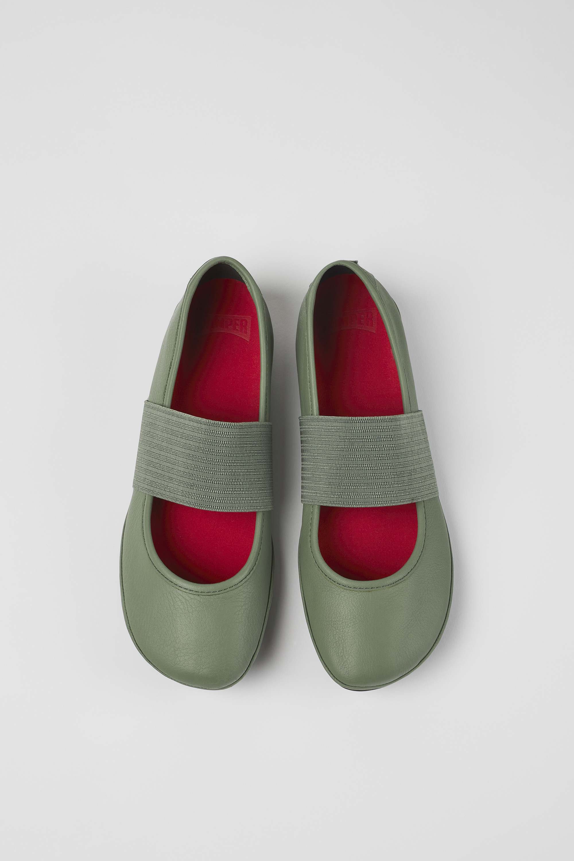 Right - Green leather ballerinas for women