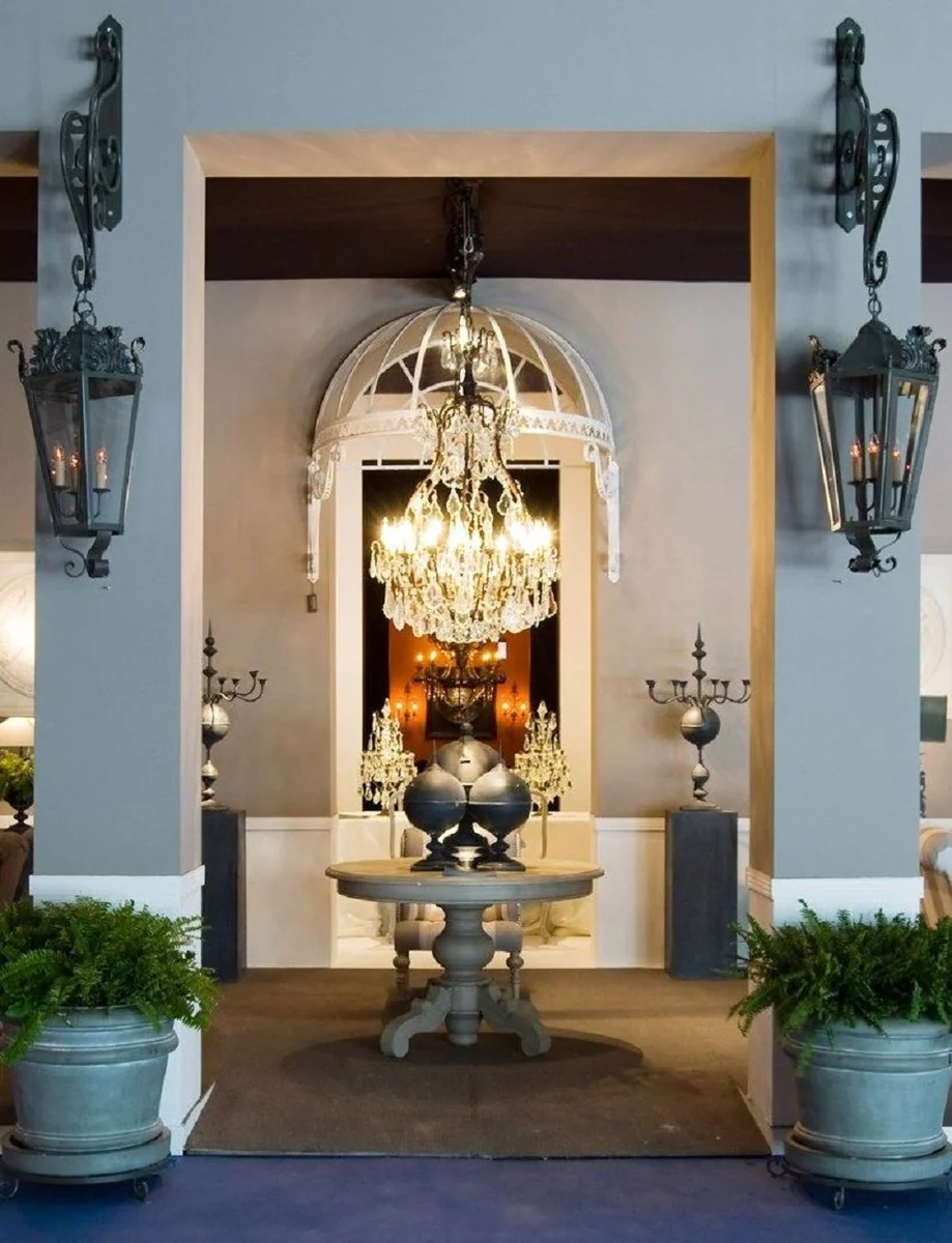 Casa Padrino mesa de comedor de estilo campestre de lujo gris ? 120 cm