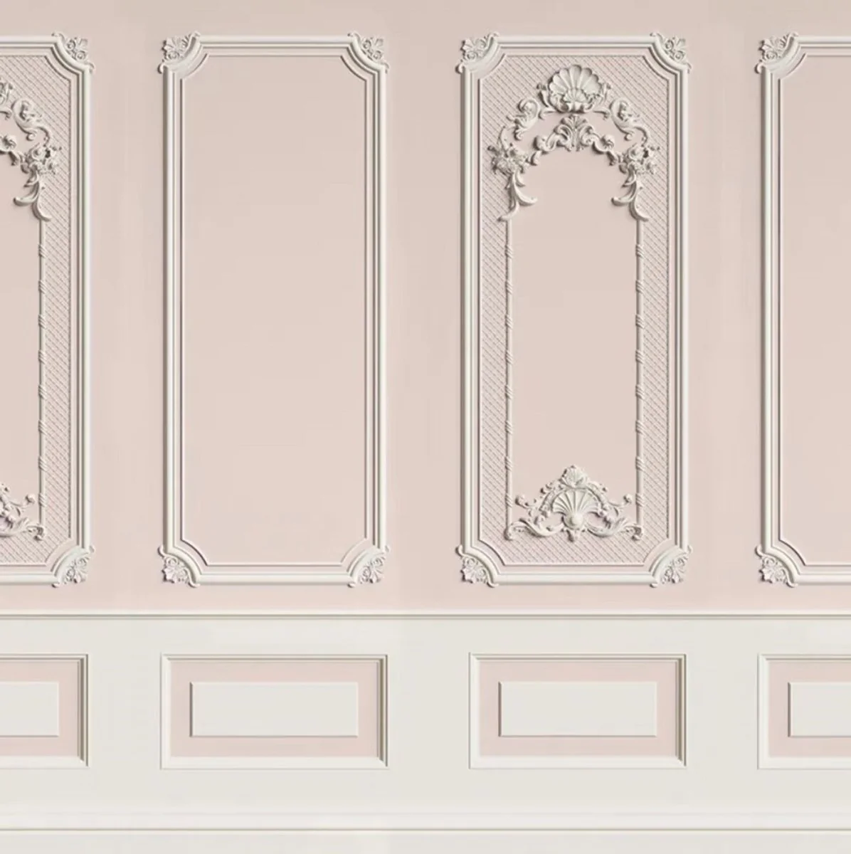 Casa Padrino papel pintado no tejido barroco de lujo rosa / gris - Papel pintado de salón de estilo barroco con patrón estuco elegante - Decoración de salón barroco - Decoración de pared barroco