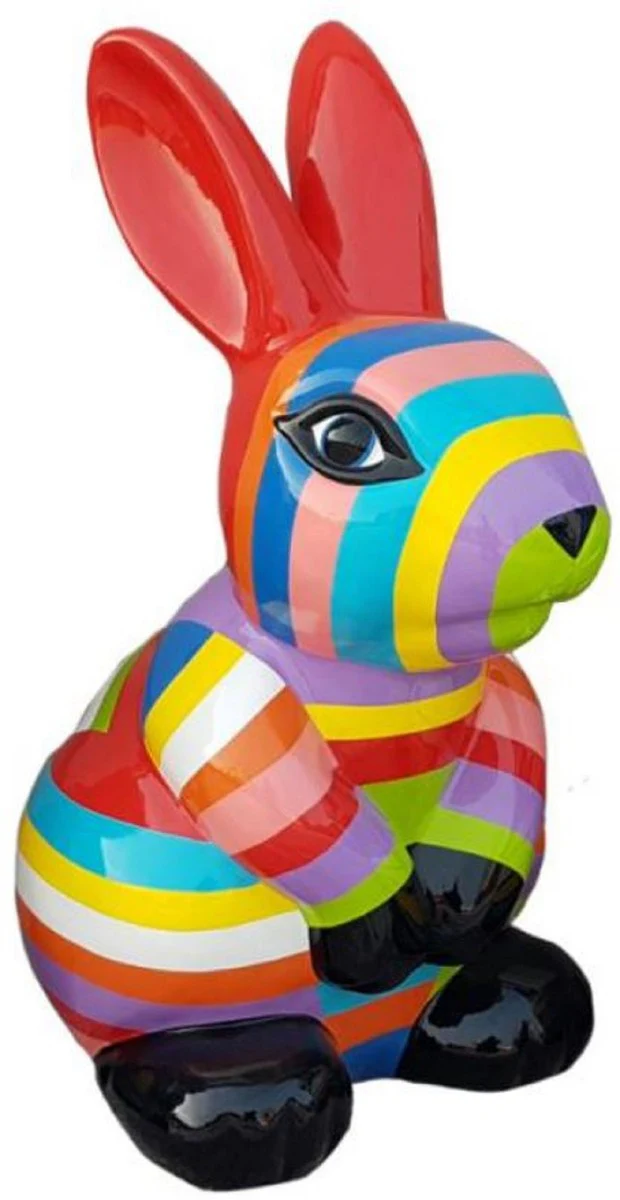 Casa Padrino figura decorativa diseño de lujo conejo multicolor A. 65 cm - Figura decorativa de salón - Escultura decorativa resistente a la intemperie - Figura decorativa de jardín animal