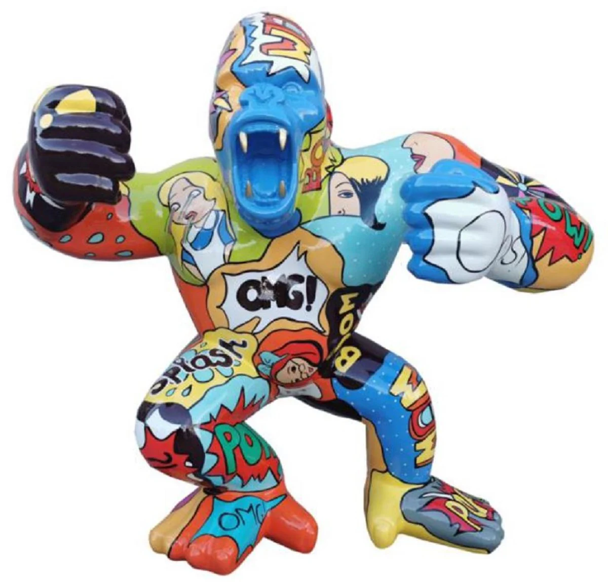 Casa Padrino escultura decorativa de diseño mono gorila colorido 214 x 100 x A. 185 cm - Figura decorativa resistente a la intemperie - Decoración Terraza Jardín