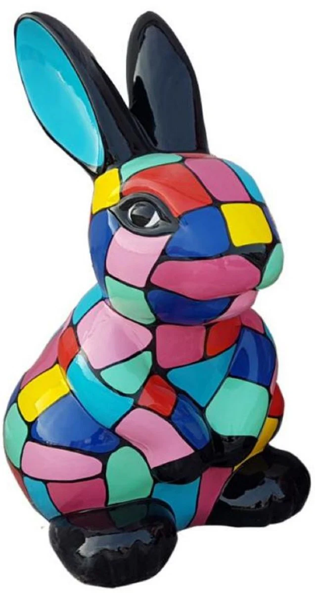 Casa Padrino figura decorativa diseño de lujo conejo multicolor A. 65 cm - Escultura decorativa resistente a la intemperie - Figura decorativa de salón - Figura decorativa de jardín animal