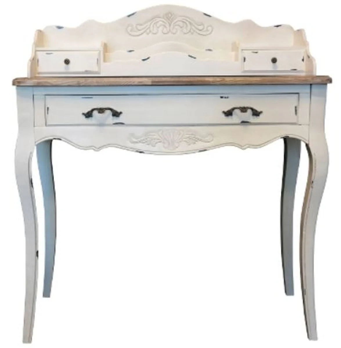 Casa Padrino Country Style Desk Antique White / Brown 90 x 40 x H. 102 cm - Desk in Shabby Chic Look