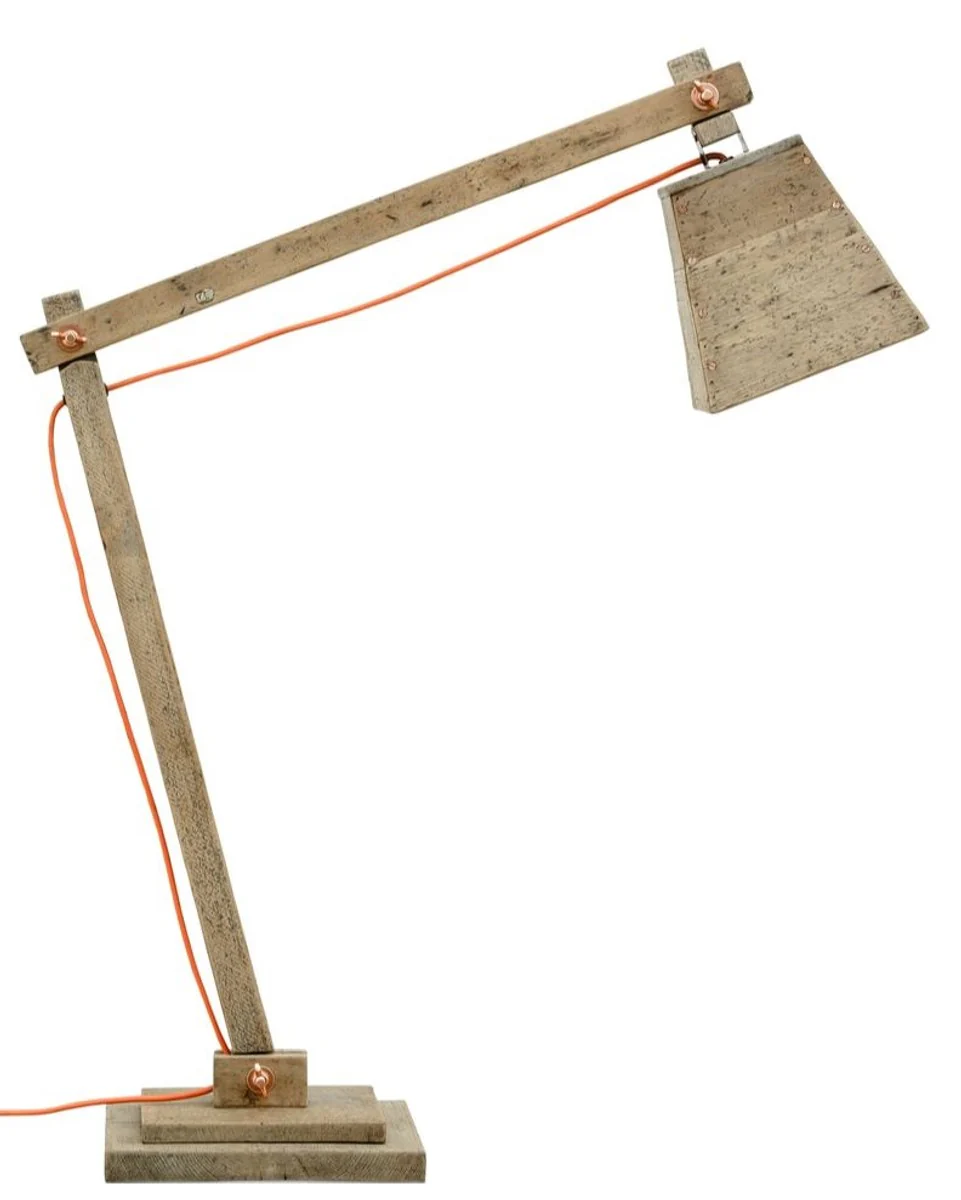 Casa Padrino lámpara de mesa de madera de pino colores naturales 90 x 30 x H. 105 cm - Lámpara de Mesa de Lujo con Cable Naranja