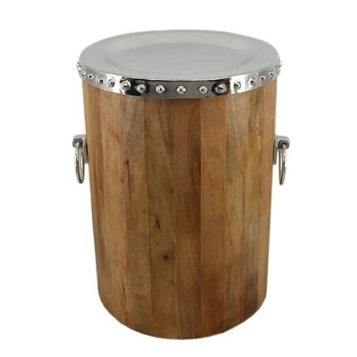 Casa Padrino Vintage Side Table wood / aluminum 38 x H 52 cm - Art Nouveau Table Art Deco