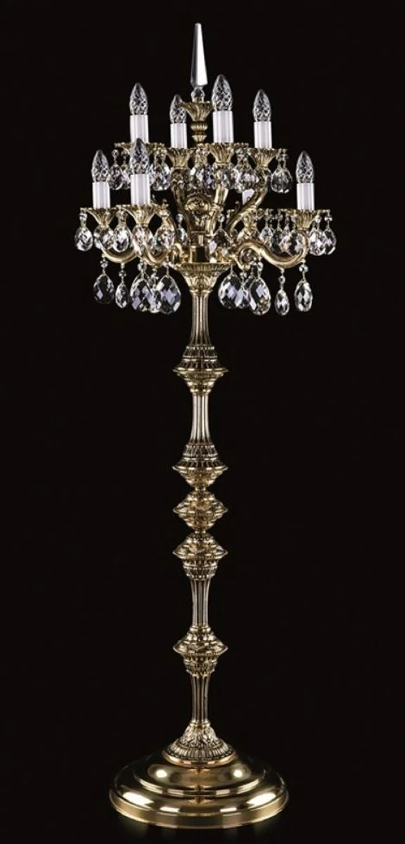 Casa Padrino lámpara de pie de cristal barroco de lujo latón antiguo Ø 56 x A. 152 cm - Magnífica lámpara de pie de latón con cristal de Bohemia - Lámparas de cristal barroco - Muebles barrocos
